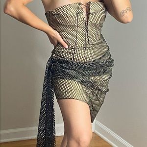 Miss Circle Lexie Black Metallic Fishnet Dress